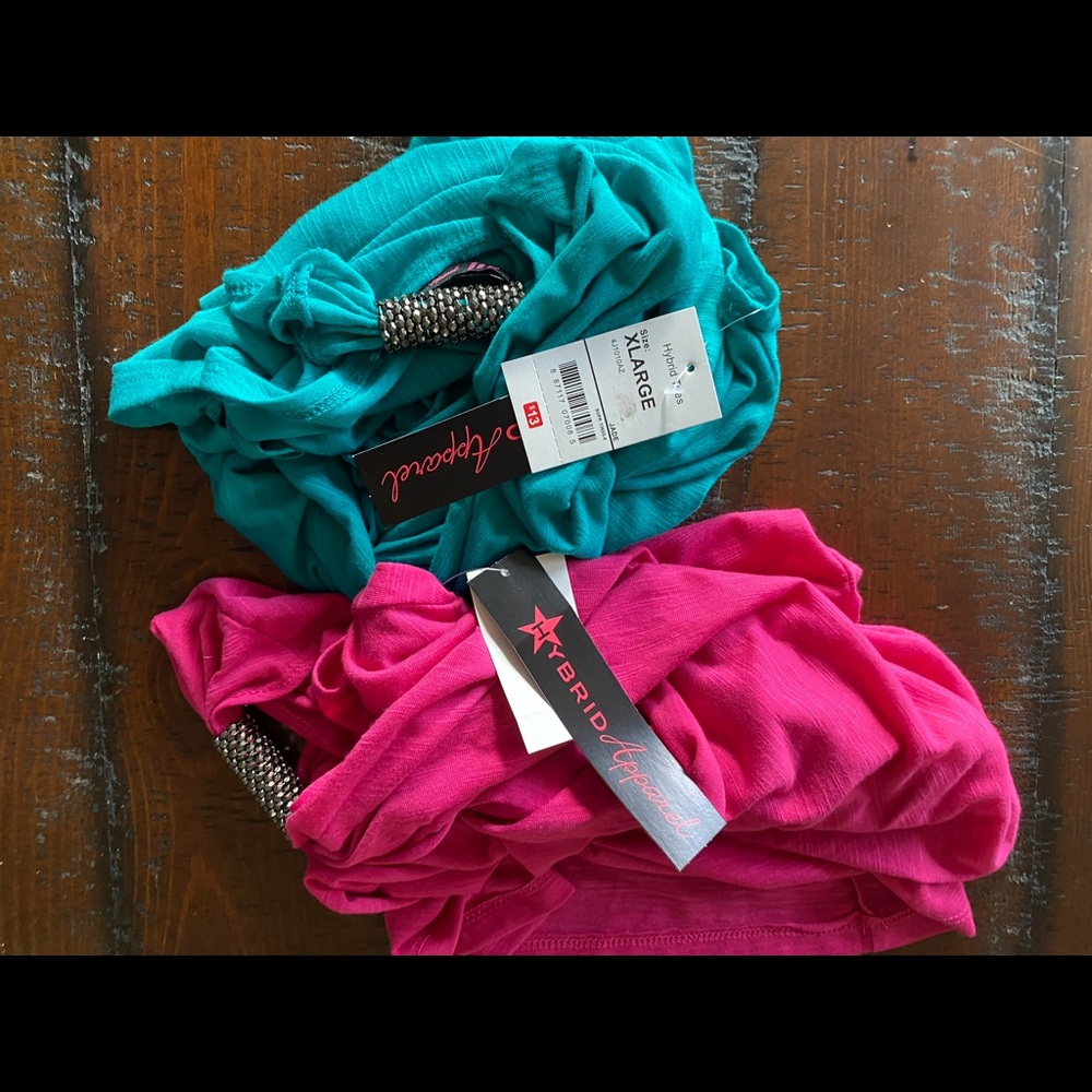 Hybrid apparel X 2 shirts in teal and pink sizes XL BNWT